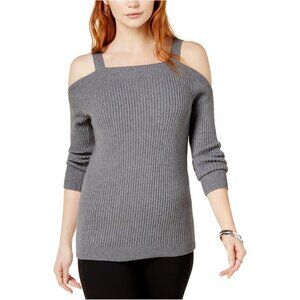 Bar III Ribbed Cold-Shoulder Sweater,‎ L,